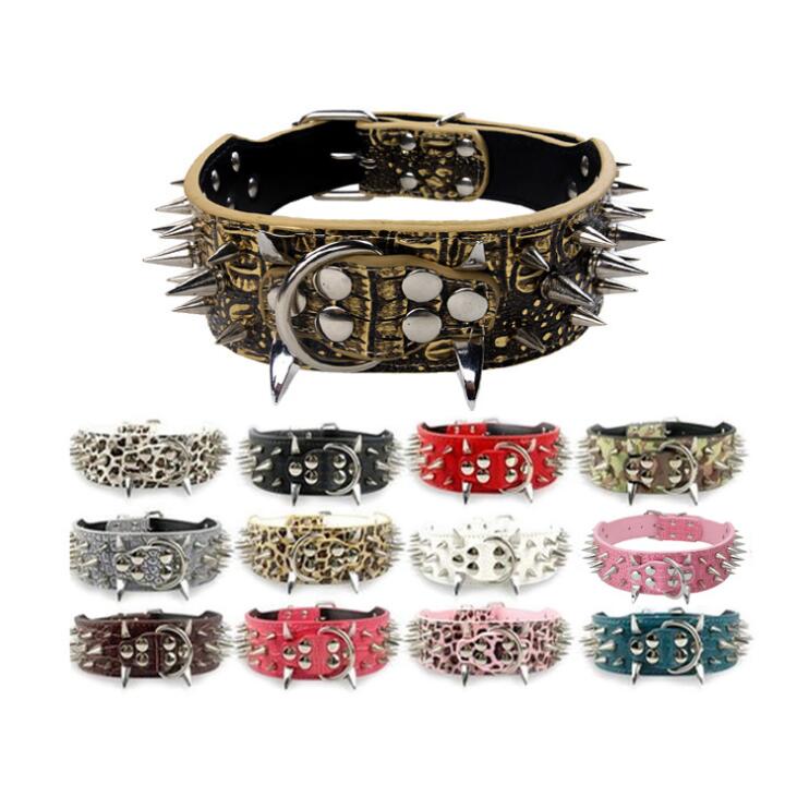 Eco-friendly Hot Selling Multiple Color High Quality Durable Rivet Spiked Pu Dog Collar