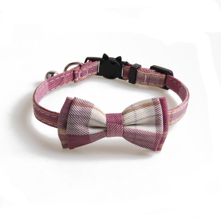 Wholesale Eco Friendly Plaid Luxury Cloth Small Pet Cat Bow Tie Collar