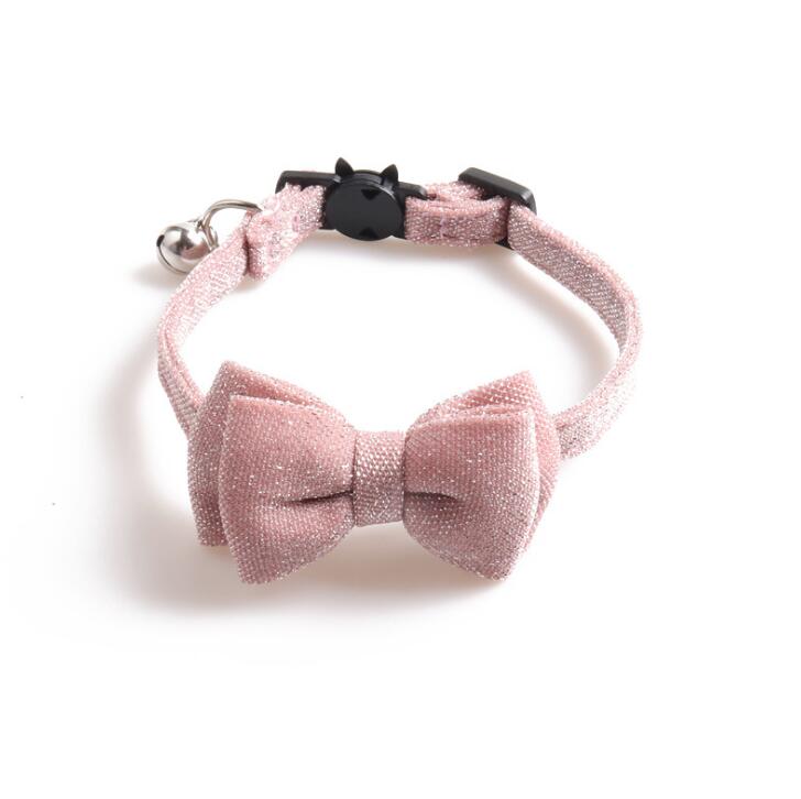 In Stock Eco Friendly Bright Solid Color Luxury Cloth Small Pet Cat Bow Tie Collar