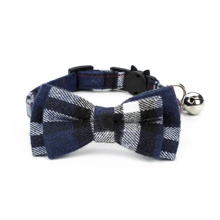 Latest Wholesale In Stock Eco Friendly Plaid Luxury Bow Tie Pet Cat Collar