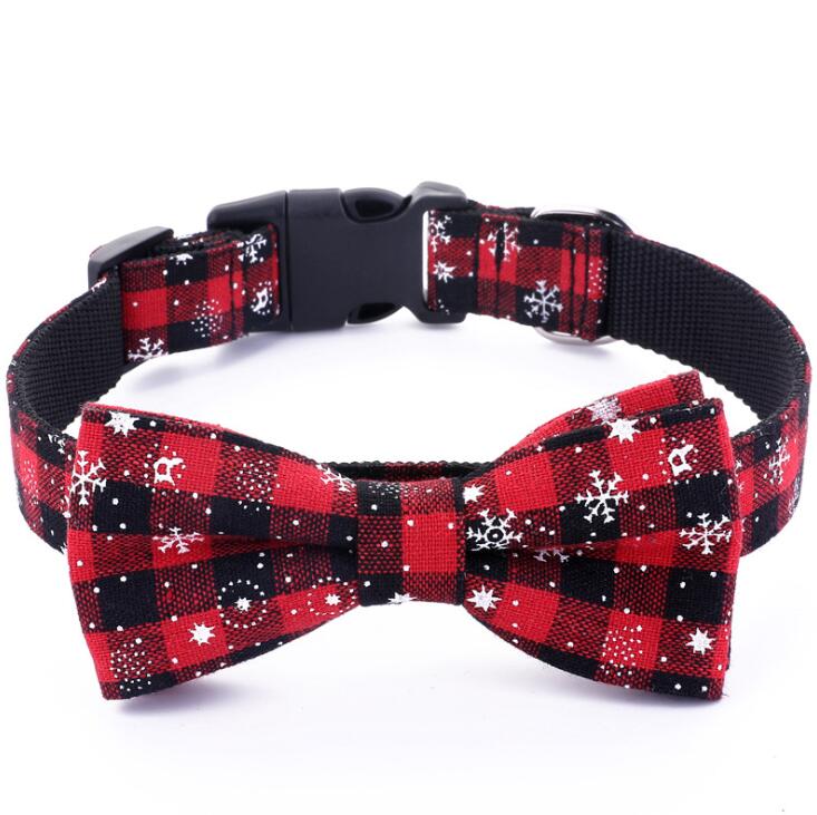Latest Wholesale Fashionable Plaid Christmas Bow Tie Dog Collar