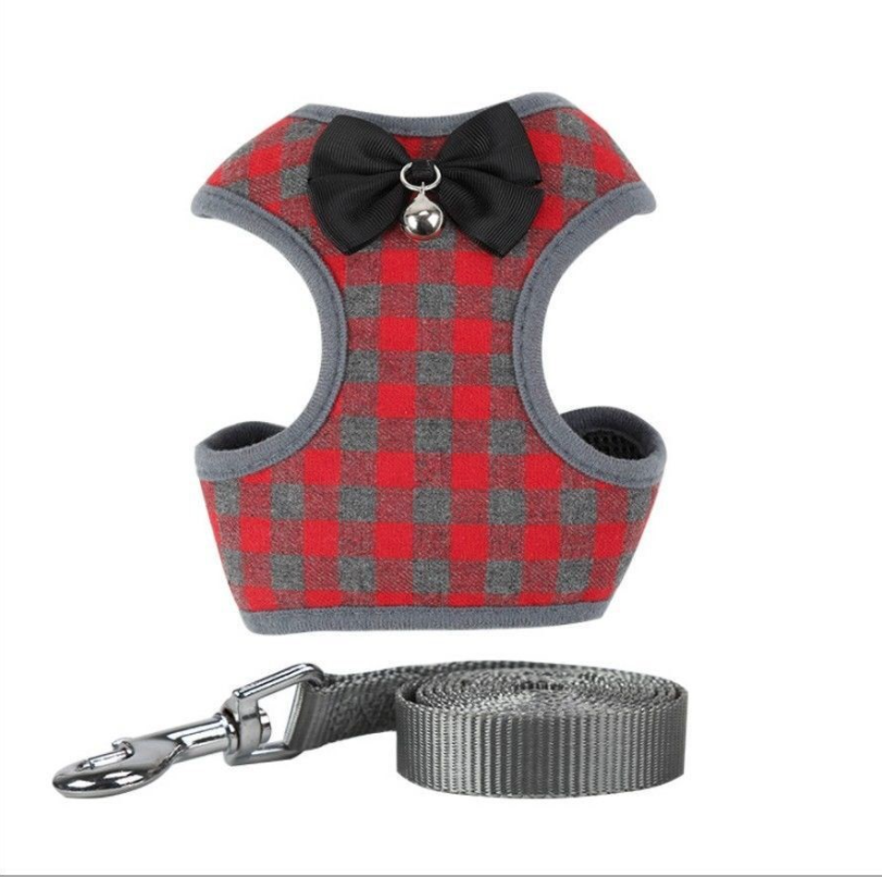 Lattice Vest Type Pet Breast Straps Small Dog Dress Leash With Bow Bell Bodice Cat And Dog Leash