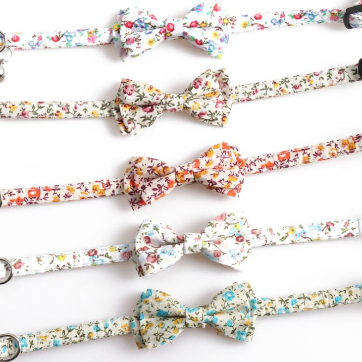Wholesale Eco-friendly Luxury Cloth Floral Small Pet Cat Bow Tie Collar