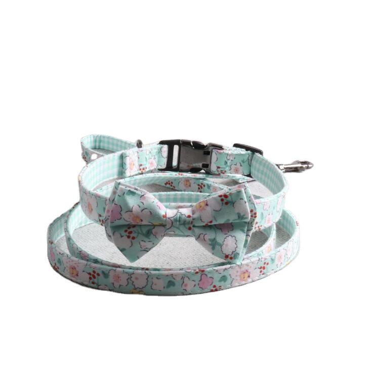 Stocked Wholesale Eco Friendly Floral Luxury Cloth Pet Dog Bow Tie Collar