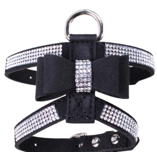 Stocked Wholesale Colorful Luxury Bow Tie Adjustable Bling Pu Dog Harness