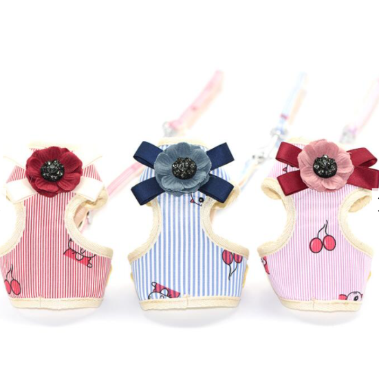 In Stock Top Quality Nice Looking Deluxe Cute Nylon Bow-tie Flower Dog Harness