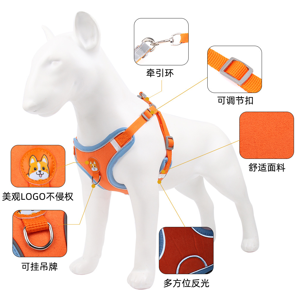 Pet Chest Strap Vest Type Dog Harness Small Dog Rope Wholesale Reflective Dog Leash