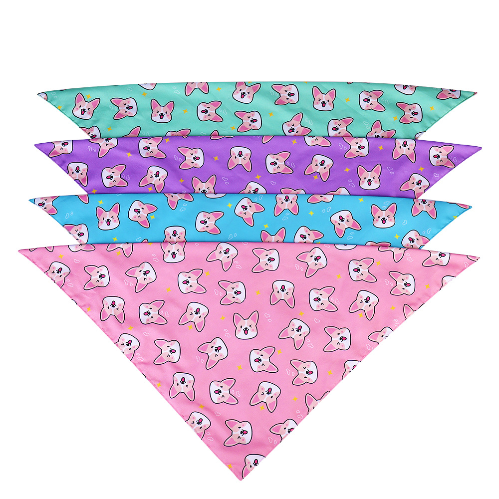 Hot Selling Cartoon Pattern Double Layer Pet Triangle Scarf Dog Bandana