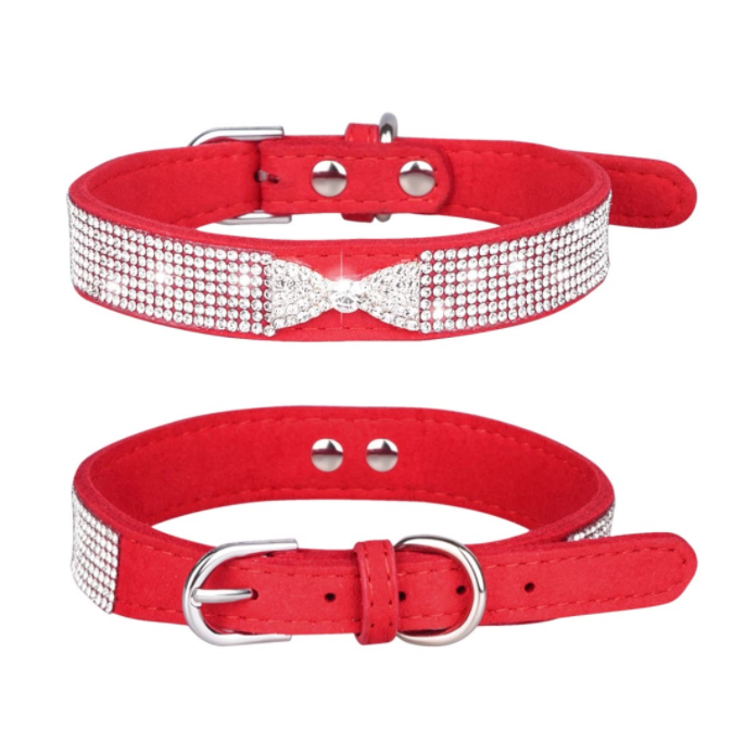 New Rhinestone Necklace Rhinestone Pet Collar Crystal Bow Dog Collar