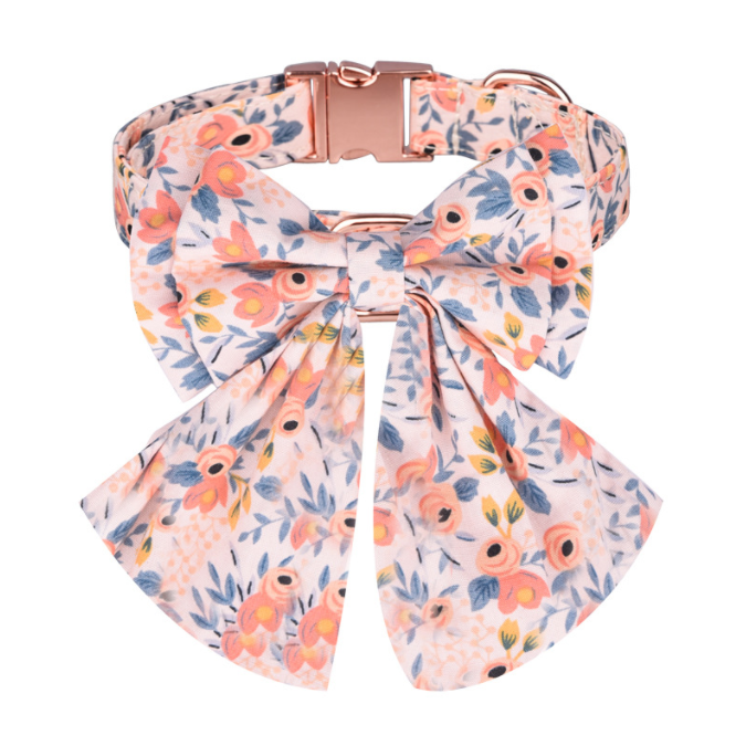 New Pet Collar With Inletted Buckle Detachable Ribbon Bow Dog Collar