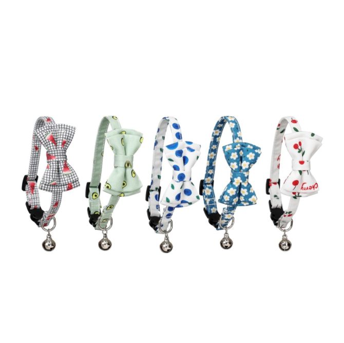New Pet Collar Cat Face Safety Button Cat Bell Collar Cat Bow Tie Collar