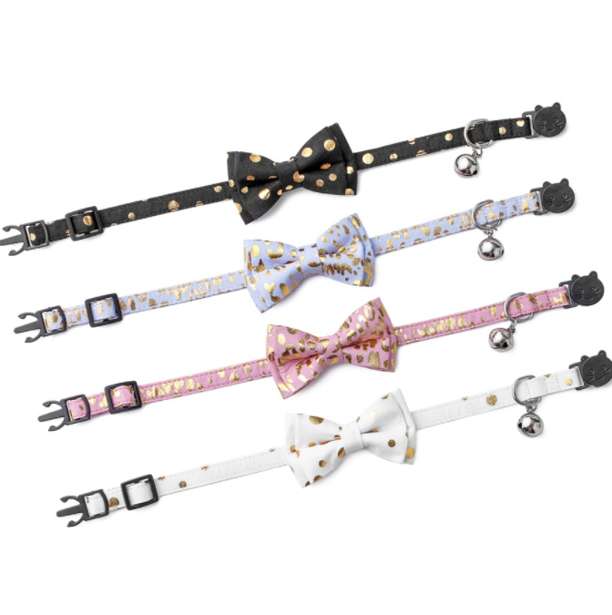 Leopard Dot Double Bow Removable Safety Clasp Pet Supplies Cat Collar