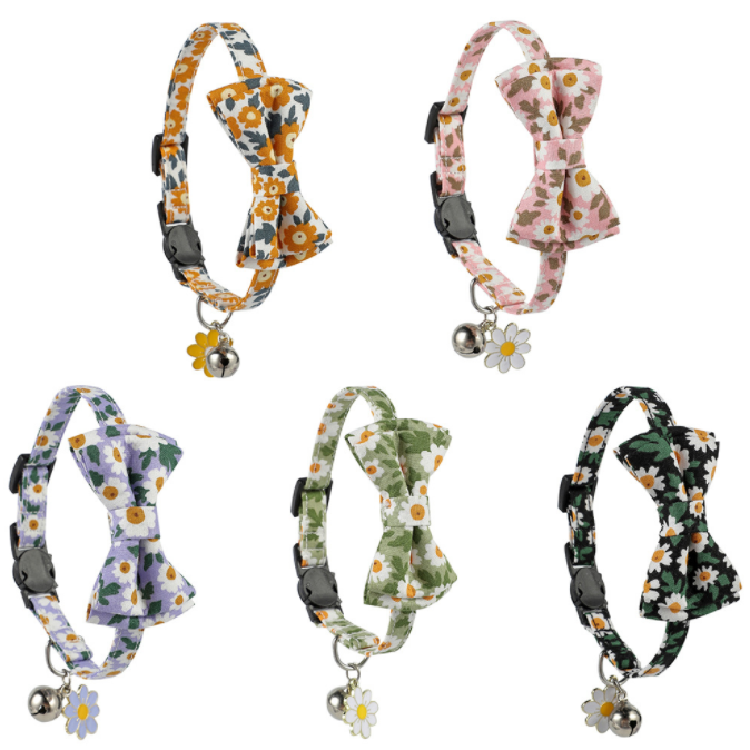 Hot Selling Nylon Small Flower Bell Cat Collar Pet Bow Cat Bow Tie Cat Collar