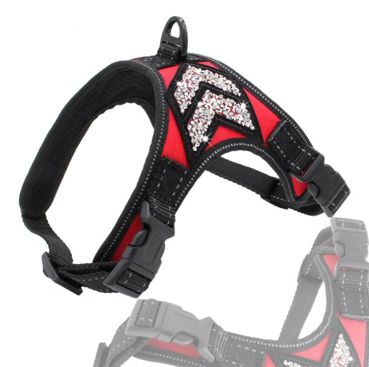 Eco-friendly High Quality No Pull Rhinestone Reflective Canvas Dog Harness