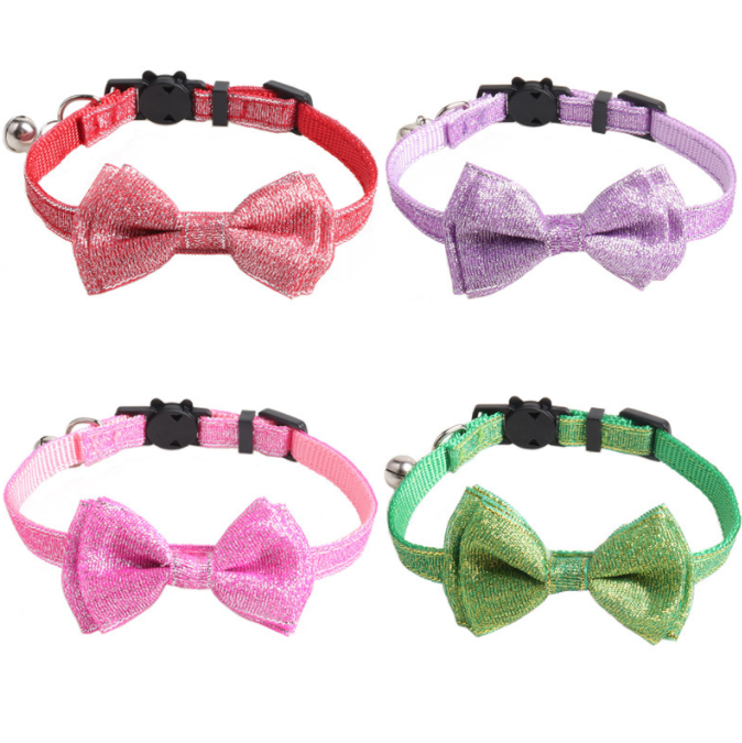 New Pet Collar Fine Flash Bow Cat Collar With Bell Kitten Collar