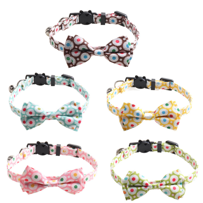 New Pet Collar Polka Dot Cat Collar Multi-colour Bow Cat Collar With Bells