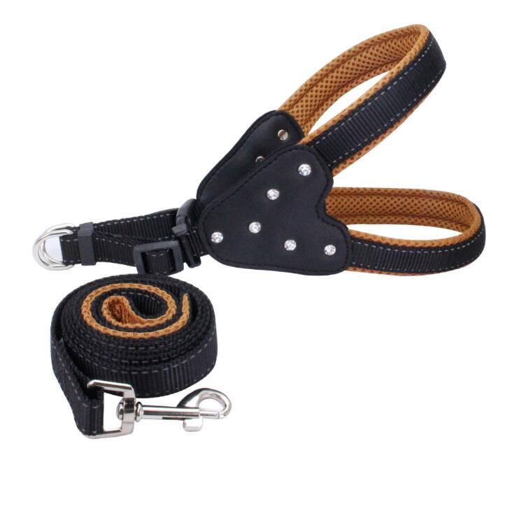 Eco-friendly Hot Selling Comfortable Rhinestone Breathable Nylon No Pull Dog Harness