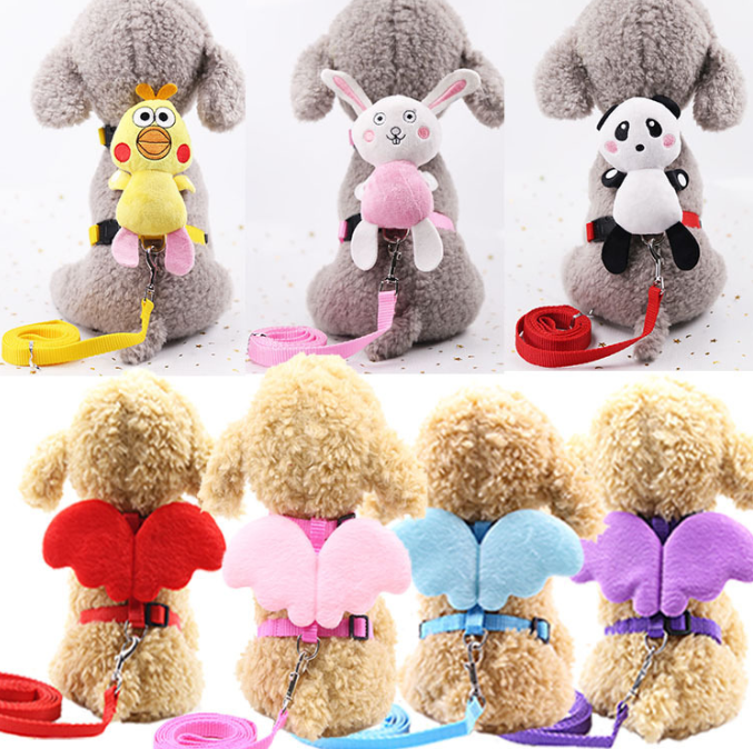 Pet Leash Strap Angel Wings Cartoon Doll New Dog And Cat Leash Harness Set