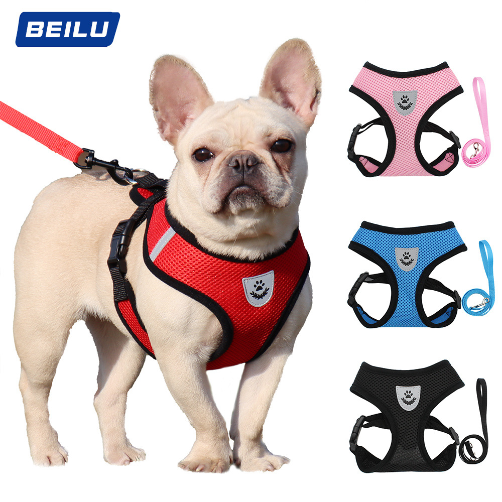Breathable Mesh Dog Harness Reflective Dog Leash Harness Set