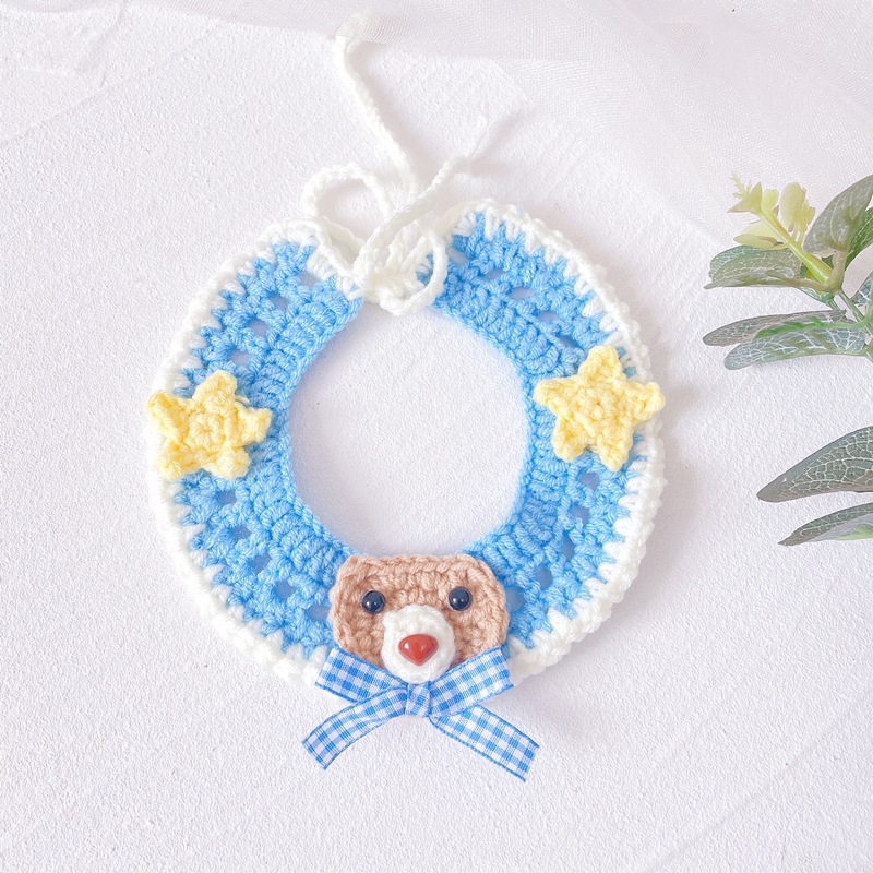 Lovely Design Cartoon Bear Fish Shape Cute Cat Wool Collar Bell Warm Comfortable Pet Decoration