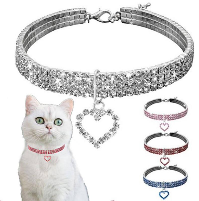 Eco-friendly Three-color Luxury Rhinestone Elastic Pet Dog Collar