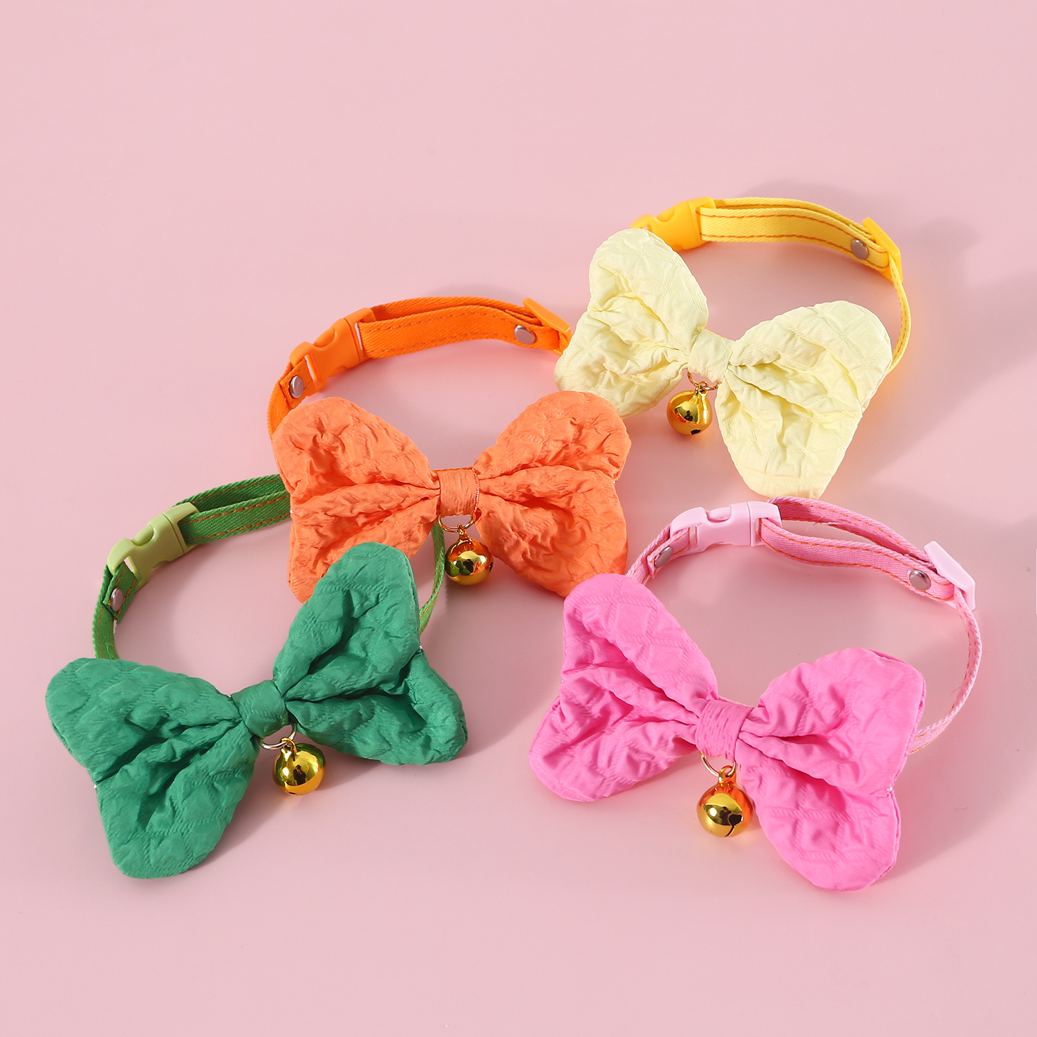 Candy Colored Cowboy Bow Pet Collar Adjustable Bell Cat Puppy Dog Large Bow Tie Accessory Necklace