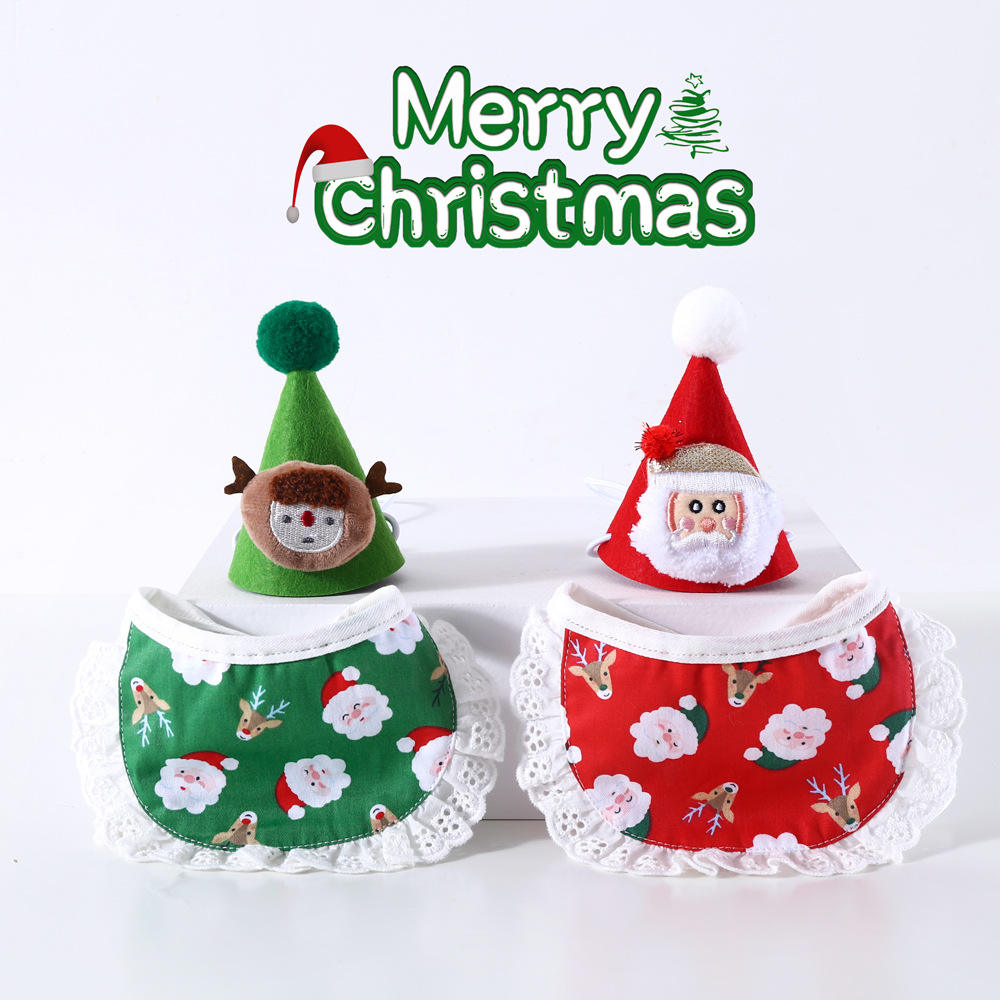 Lovely Design Christmas Decorations Cat Bibs Hat Bell Adjustable Party Birthday Photo Accessories