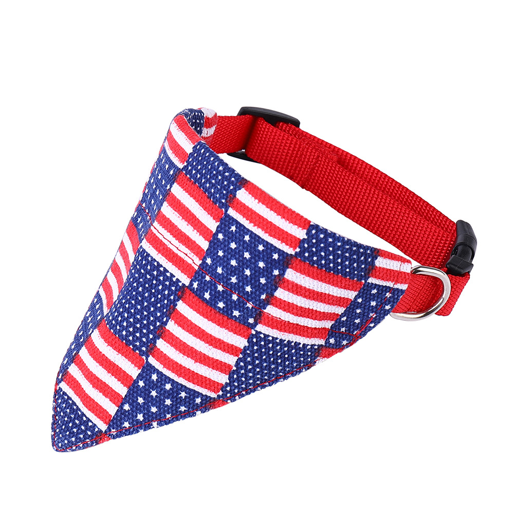 New Arrival In Stock American Flag Pet Triangle Scarf Pet Collar Bandana Set
