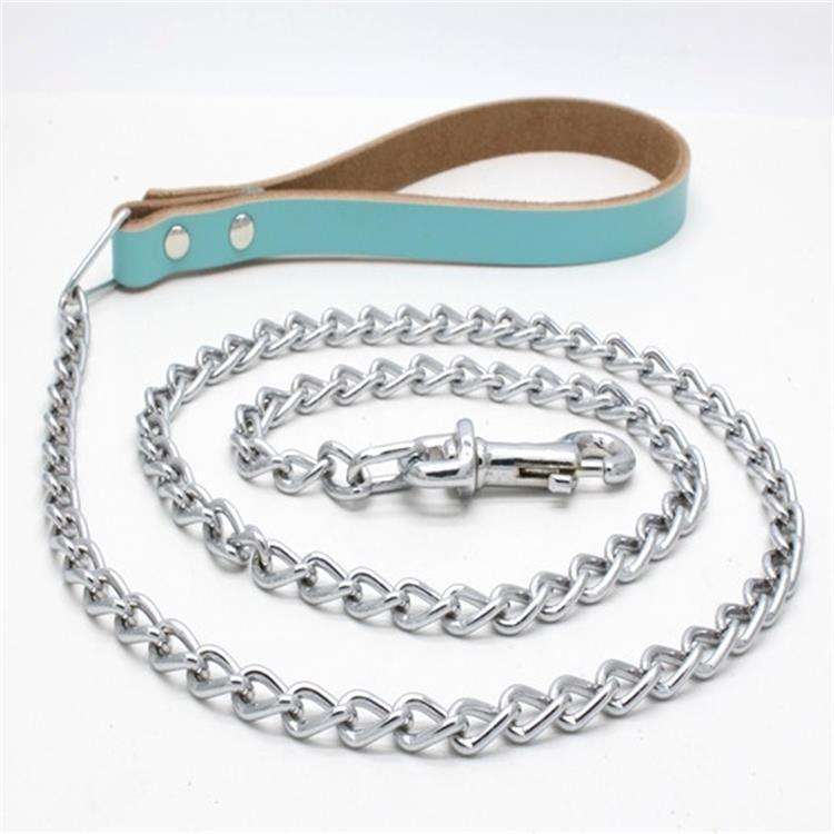High Quality Durable Stainless Leather Handle Large Dog Leash