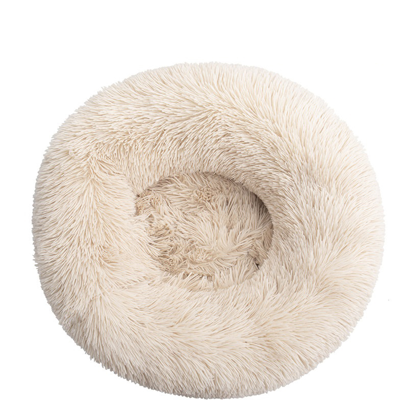 Factory Direct Sales Eco-friendly Long Plush Round Washable Multi Color Luxury Dog Beds