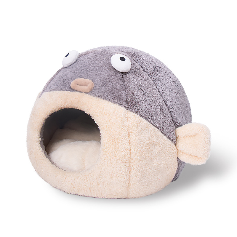 Winter Warm Dog Nest Cat Semi-pet Cat House Enclosed Detachable Puffer Fish Nest