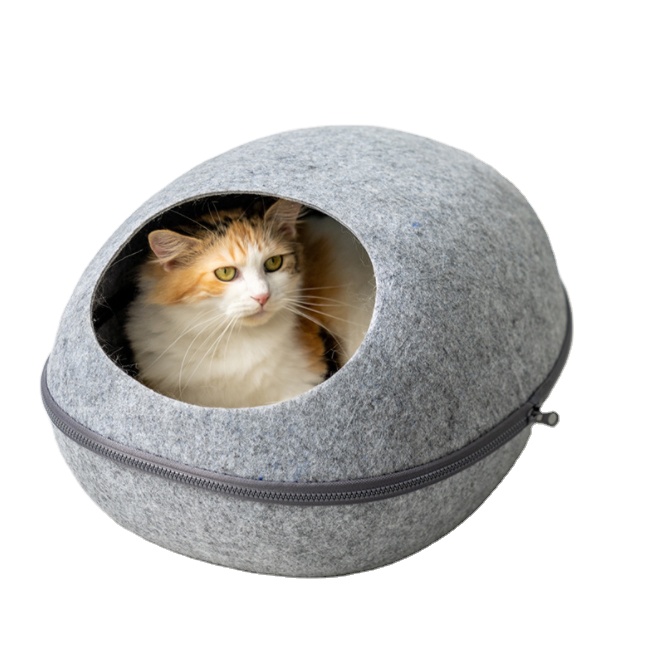 Hot Selling Removable And Washable Felt Cat Nest Pet Nest Semi-enclosed Cat Bed
