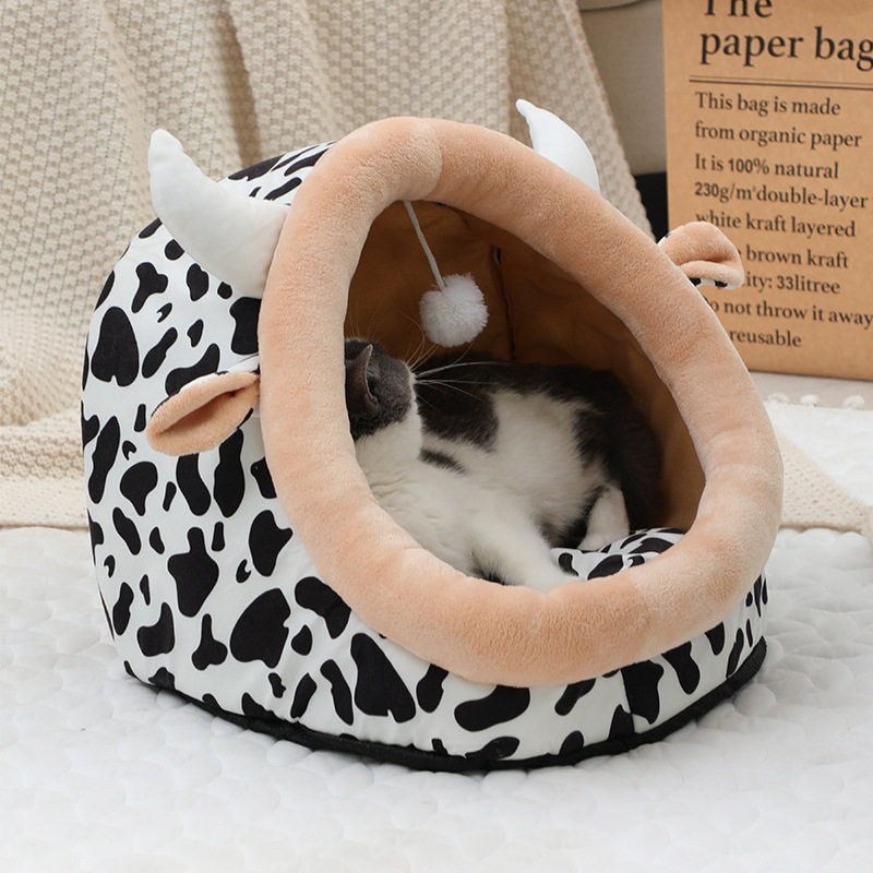 Lovely Design High Quality Cute Animal Shape Plush Cat Nest Cat Bed Comfortable Warm Breathable