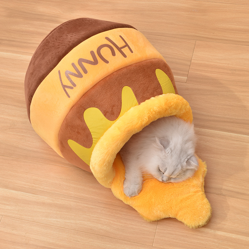 Lovely Design High Quality Honey Pot Shape Plush Cat Nest Cat Bed Comfortable Warm Breathable