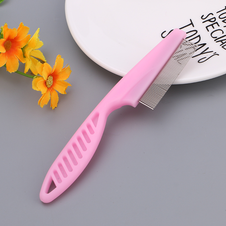 Pet Flea Comb For Cats And Dogs Stainless Metal Grooming Brushtool With Non-slip Handle