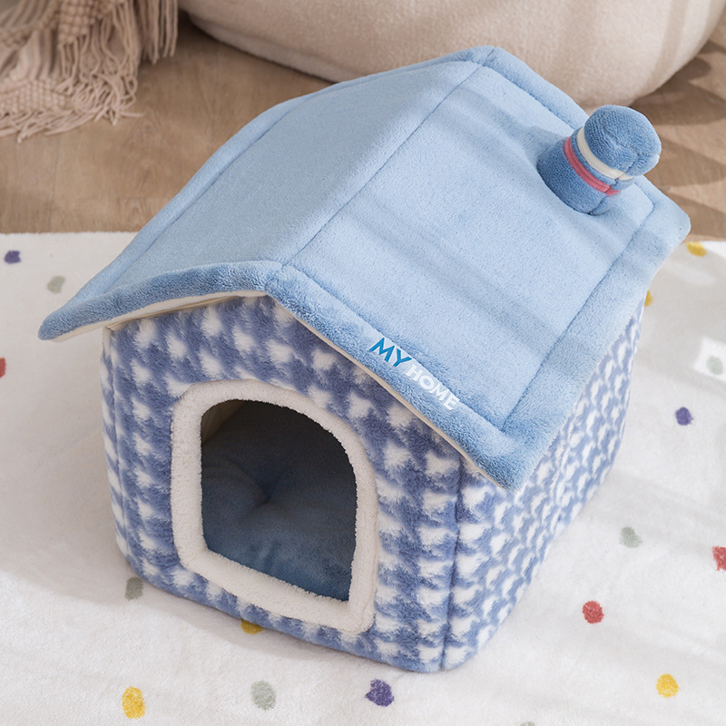 New Design High Quality Plaid Plush Cat Nest Cat Bed Comfortable Warm Breathable