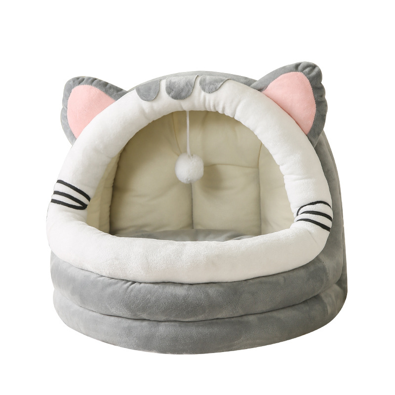 Lovely Design High Quality Cute Cat Shape Plush Cat Nest Cat Bed Comfortable Warm Breathable