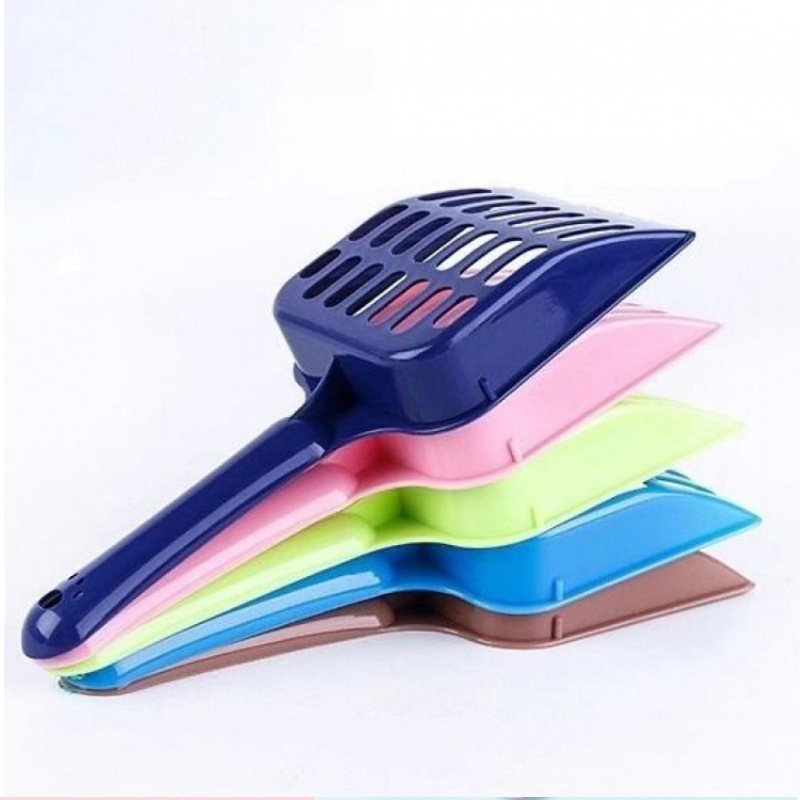 Factory Direct Selling Wholesale Multicolor Long Handle Grid Pe Plastic Cat Sand Shovel