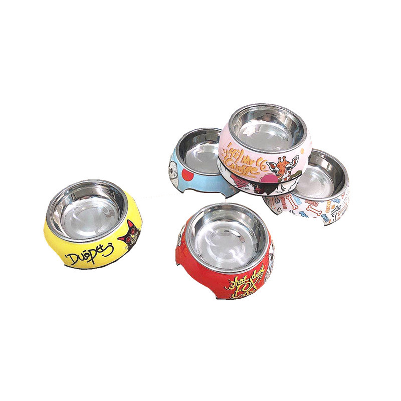 Factory Direct Selling Environmental Cartoon Stainless Steel Easy To Clean Pet Bowl