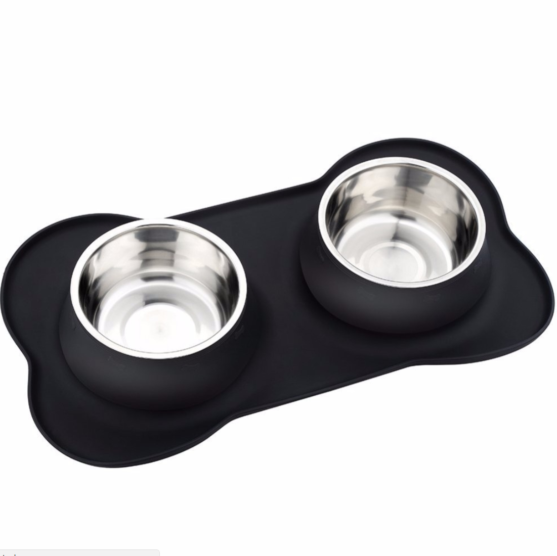 Silicone Foldable Pet Double Stainless Bowl Pet Feeder