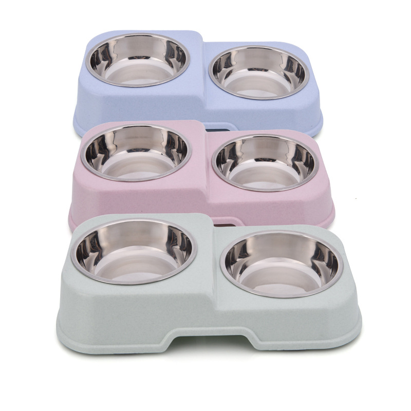Marble Environmental Protection Drop-proof Dog Double Bowl Pet Cleaning Supplies