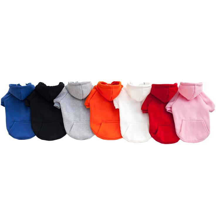 Blank Winter Plain Dog Hoodie Clothes Stocked Wholesale Super Comfortable Colorful Cotton For Dogs Pet Apparel &amp; Accessories