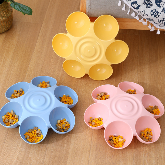 Factory Direct Sale In Stock Flower Shape Plastic Dog Bowl Pet Feeder