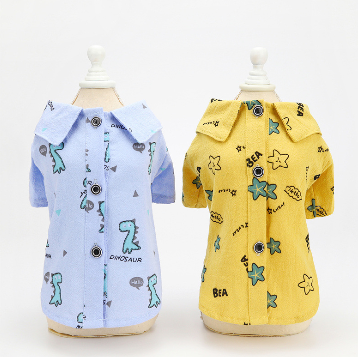 New Dog Clothes Summer Thin Cartoon Dinosaur Shirt Teddy Bear Small Dog Pet Shirt