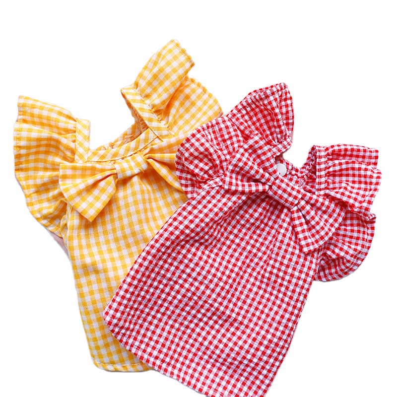 Factory Direct Red Plaid Bow Doll Shirt Pet Clothes