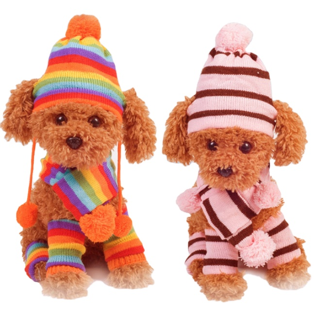 New Pet Clothes Knitted Winter Warm Three Pieces Hat Elbow Scarf Autumn And Winter