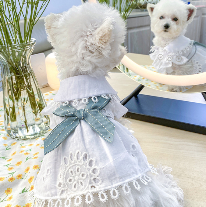 Pure White Dress Pet Clothes In Stock Summer Dog Dress Pet Dog Clothes