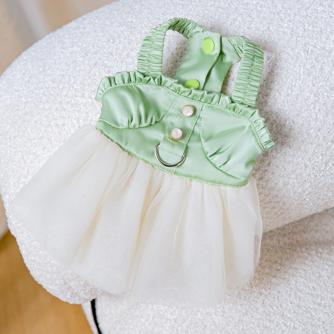 Summer Lace Slip Dress Thin Breathable Dress Cat Dog Leash Cat Clothes