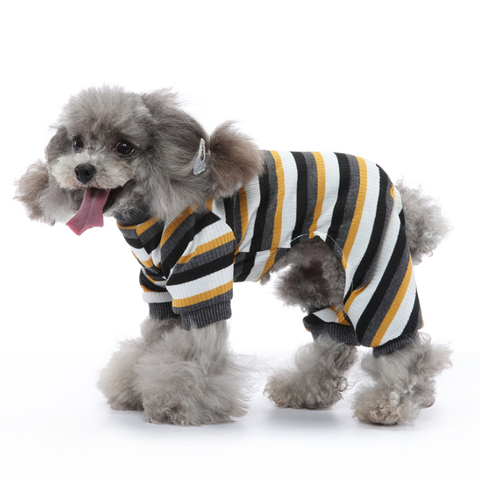 Spring Pet Four-legged Dog Clothes Striped Dog Cat Pet Dress Home Pajamas