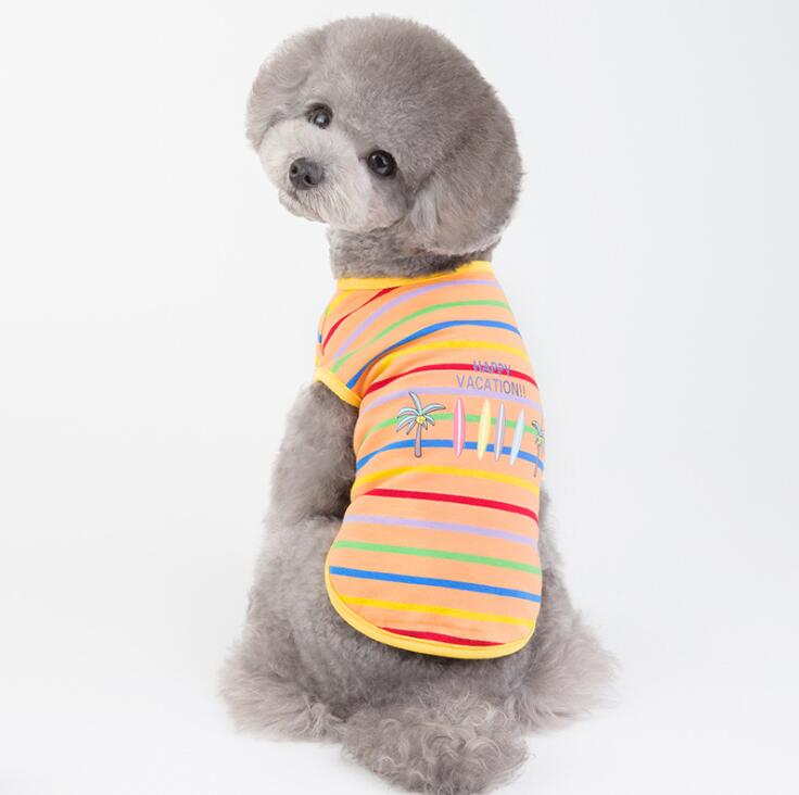 Wholesale Eco-friendly Cute Fashionable Striped Cotton Dog Summer T-shirt